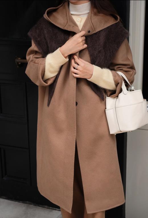 （稀缺货源）火桐hooton 厚全羊绒双面呢连帽及膝大衣外套ZB9090 商品图0