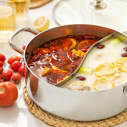 摩登主妇双面鸳鸯火锅锅具家用不粘电磁炉通用加厚不锈钢火锅炉 商品图3