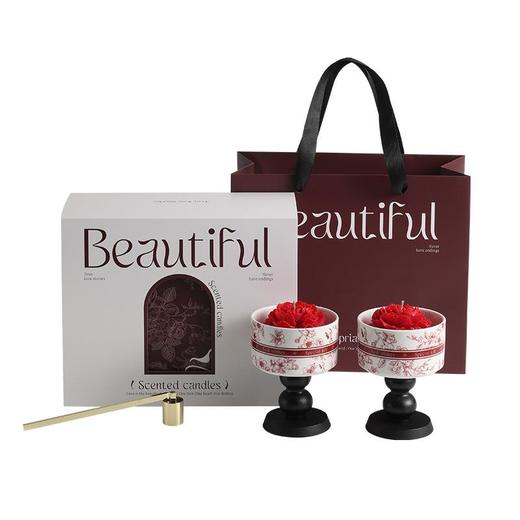 【喜上枝头香薰蜡烛山茶花礼盒】订婚伴手礼新婚乔迁高级感情人节礼物 商品图4