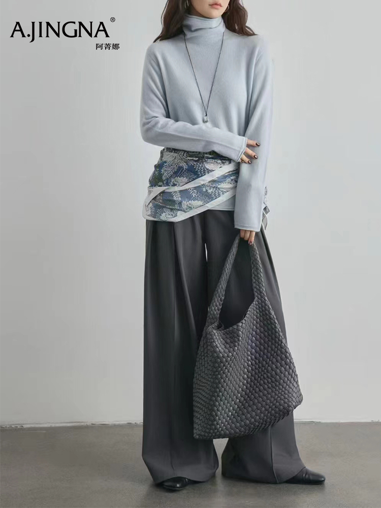 【堆堆领松弛感】阿菁娜冬季新款彩色山羊绒衫堆堆领松弛感设计37℃恒温守护加厚轻盈不臃肿F30D301012