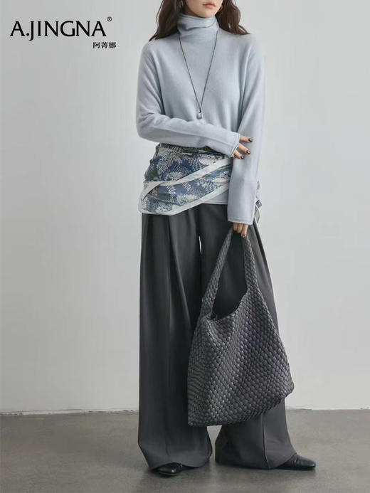 【堆堆领松弛感】阿菁娜冬季新款彩色山羊绒衫堆堆领松弛感设计37℃恒温守护加厚轻盈不臃肿F30D301012 商品图0