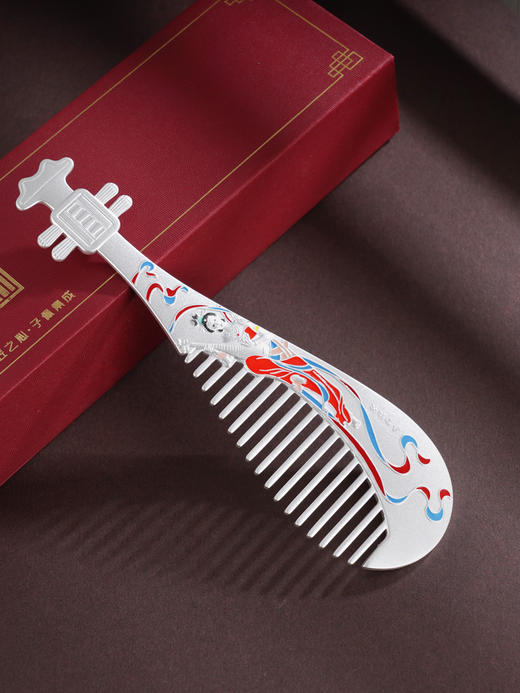 子佩集S999银【琴瑟和鸣】梳子【ZXFSZ003】敦煌飞天纯银琵琶珐琅彩2505 商品图0