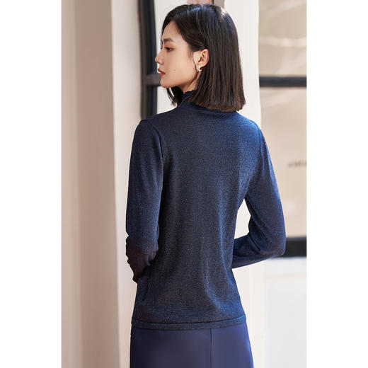 剩M 米思阳2026春季新品【半高领打底针织衫】春季时尚通勤百搭套头亮丝细闪质感针织衫毛衣1665 商品图6