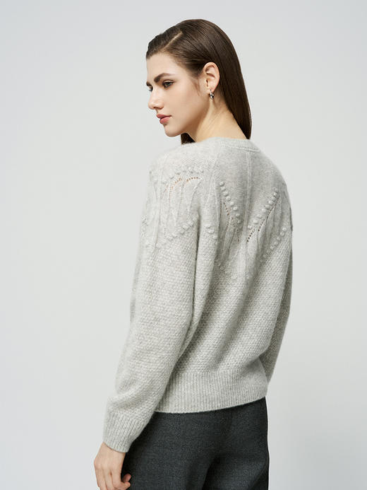 【羊绒+桑蚕丝镂空套衫】羊绒世家秋冬新品女士V领针织内搭保暖套衫 商品图1