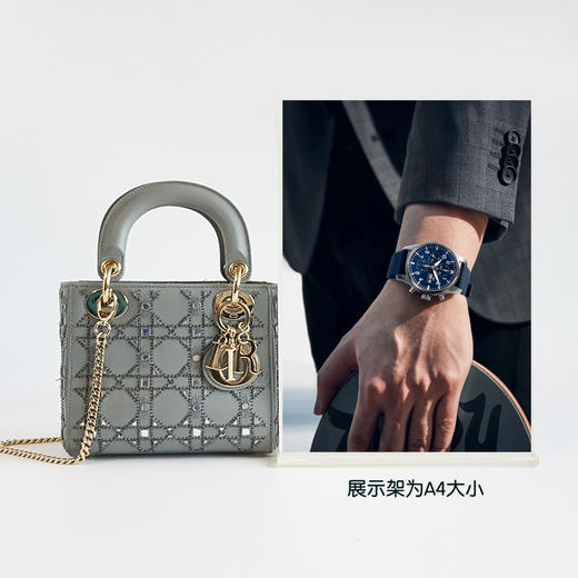 【95新】Dior迪奥LADY DIOR手袋灰色亮片刺绣三格戴妃手提单肩包女士101125NJT50 商品图9