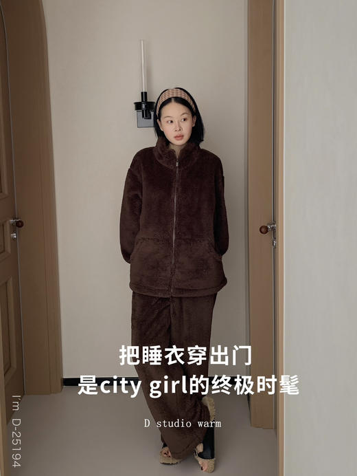 暖暖过冬~冬季情侣家居服两件套 380g加厚加密北极绒蓄热保暖可外穿保暖睡衣女 商品图5