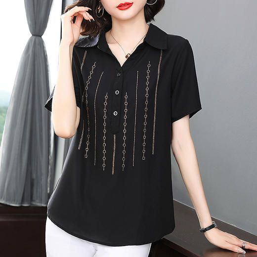 夏季2025新款加肥加大码女衬衫妈妈短袖雪纺衬衣女装胖mm宽松上衣 商品图2