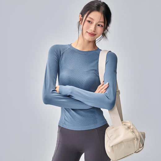 Gymicon能量符号 秋冬无缝圆领上衣运动速干衣女户外修身显瘦运动长袖瑜伽健身服YASY2565 商品图2