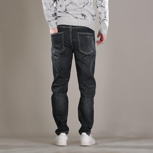 DRONKOO 2025 织带腰带棕蓝皮标一体绒咖底厚牛仔长裤 商品图4