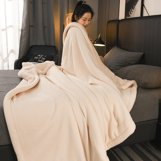 【三层夹棉立体舒棉绒毛毯】冬季加厚午睡盖毯珊瑚绒沙发毯 商品图4