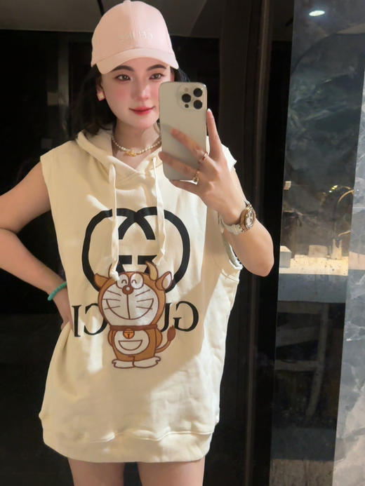 GU＊CCI古＆驰 x Dorae＆mon/哆啦＆A梦 卡通图案刺绣休闲连帽宽松卫衣 商品图1