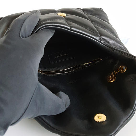 【95新】YSL圣罗兰759337迷你黑金羊皮Loulou puffer系列云朵包链条包单肩包女士011125NJS08 商品图8