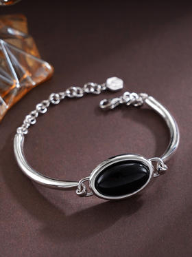 子佩集S925银【心愿之权】手链【SL-112】纯银原创2黑玛瑙2502