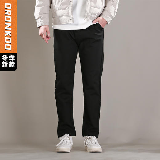 DRONKOO 2025 正常腰左袋绣线织唛复合绒基础款厚休闲长裤 商品图0