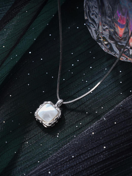 子佩集S925银【熔岩之力】项链纯银【AE00084】原创2方块白贝母2501 商品图3