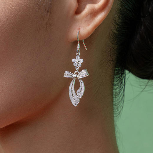 【林栖设计小店】蝴蝶结耳饰银925花丝银器复古优雅原创2025秋冬新款配饰2954159 商品图1