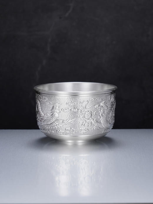 子佩集S999银【龙跃凤鸣】茶杯摆件纯银【DLCB002】茶具亮面大杯摆件2501 商品图1