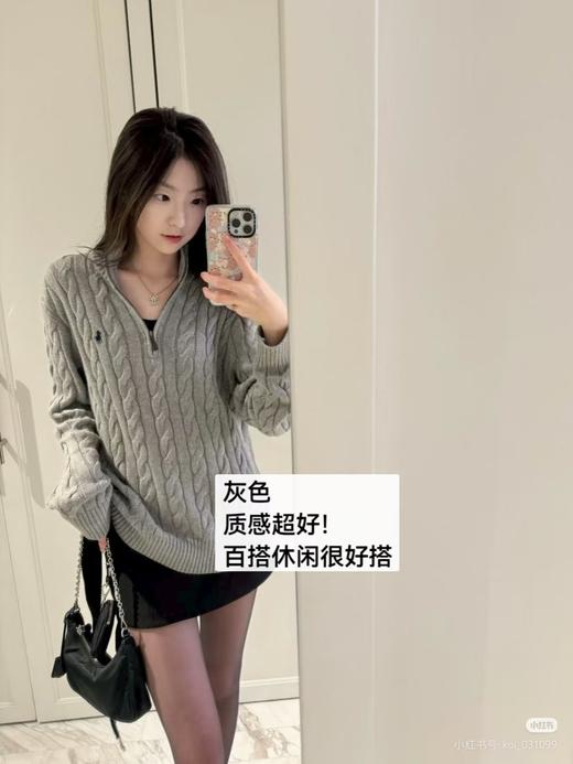 90羊毛10羊绒！2025高品质拉夫小马标刺绣半拉连polo领套头羊毛衫加厚！ 商品图1