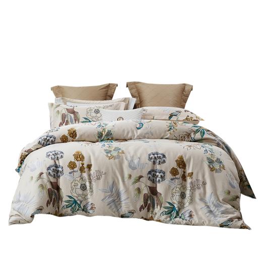 【积分兑换】富安娜（Fuanna）纯棉四件套-花舞欣岚 被套203*229cm 床单230*240cm 枕套74*48cm 商品图1