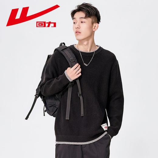 回力毛衣假两件男2025春秋新款复古毛线衣宽松圆领针织衫内搭外套 商品图9