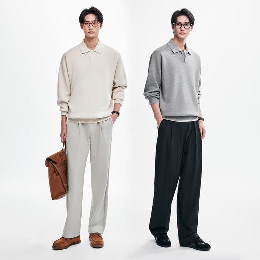 棉仓367826040-老钱风可机洗POLO领毛衣男 秋冬微宽松套头毛衣针织衫 商品图3
