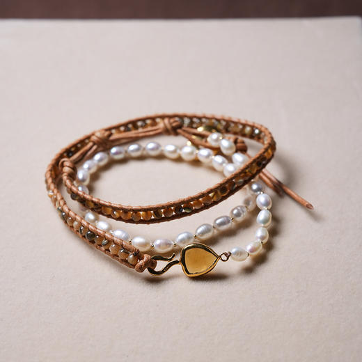北京仓｜Chan Luu-RAHEL TRIPLE- 珍珠 多层缠绕皮绳 手链［美国设计师］ 商品图2