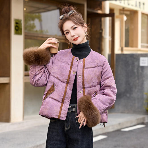 新中式国风提花羽绒服，短款小个子显瘦超好看外套HR-YRX9320 商品图2