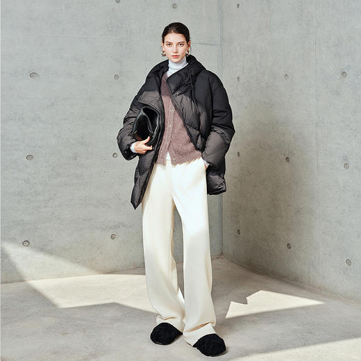 棉仓367615011-【90白鹅绒】菱形格廓型连帽羽绒服女25秋冬一手长短款外套 商品图3