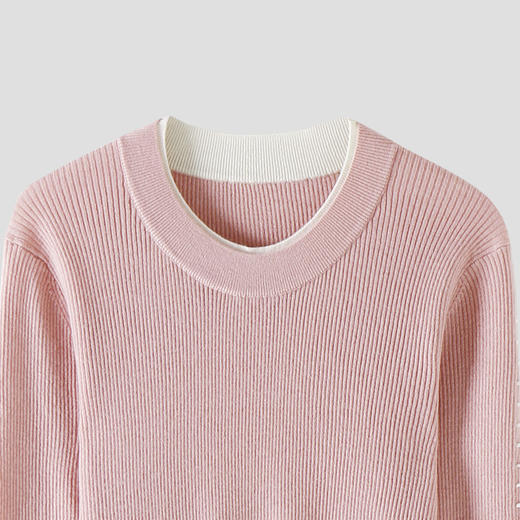 【合作款】ZHUHE祝赫-时尚撞色圆领长袖针织衫-5QZZH037 商品图6