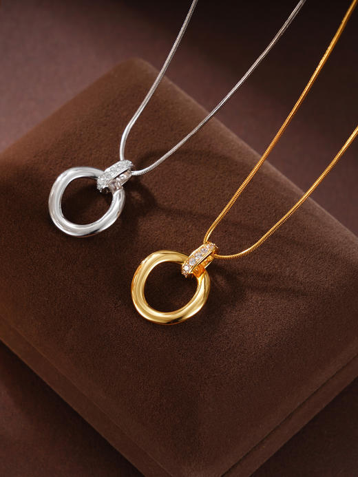 子佩集S925银【夏末晨曦】项链纯银【AE00374】原创2镀金平安扣2501 商品图4