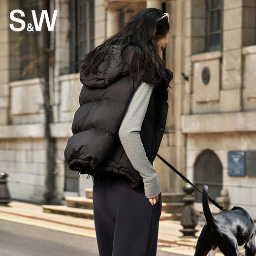 【sw速惟】短款运动羽绒服女士无袖保暖白鸭绒1517 商品图0