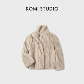 ROMISTUDIO“丹麦天鹅绒”顶奢水貂母皮正肩小翻领皮草 RWCWWG6741