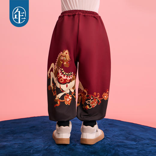 年衣童装儿童加绒长裤冬季新款男童运动裤女童跃马新程加绒长裤 商品图4