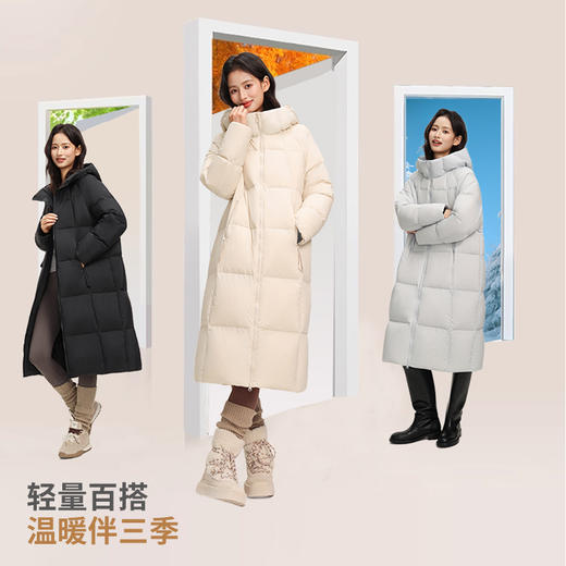 個调新款冬季保暖泡芙羽绒服女宽松连帽长款过膝外套1052 商品图1