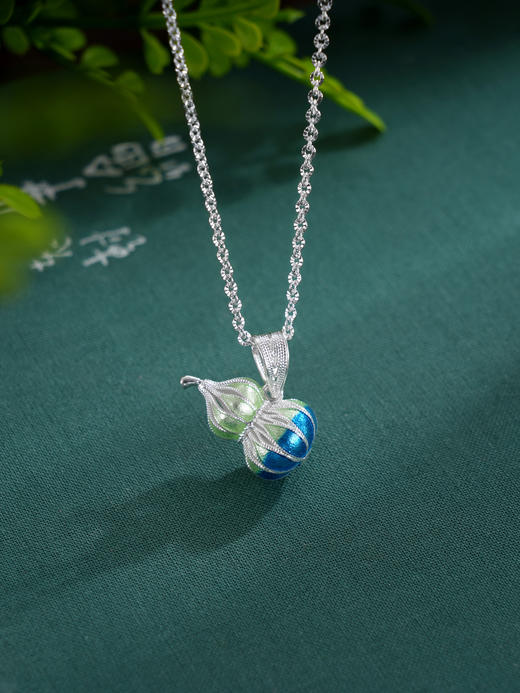 子佩集S990银【彩韵葫芦】套链【MXTL031】纯银花丝珐琅彩项链2507 商品图0