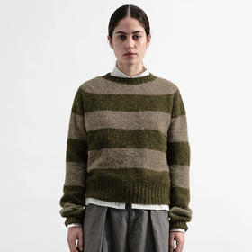 YMC JETS STRIPE KNIT 英国羊羔毛女装圆领条纹毛衣