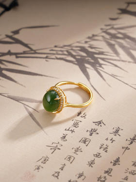 子佩集S925银【江南晴柔】戒指【WSA5721】纯银古法银青玉镀金2502