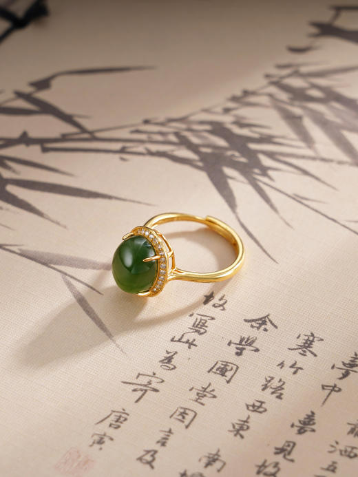 子佩集S925银【江南晴柔】戒指【WSA5721】纯银古法银青玉镀金2502 商品图0