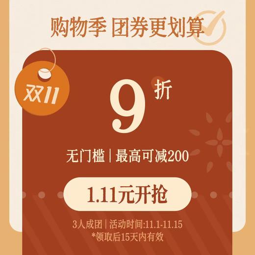 【双11】9折无门槛3人拼团券|虚拟产品不退不换，请悉知！|优惠券 商品图0