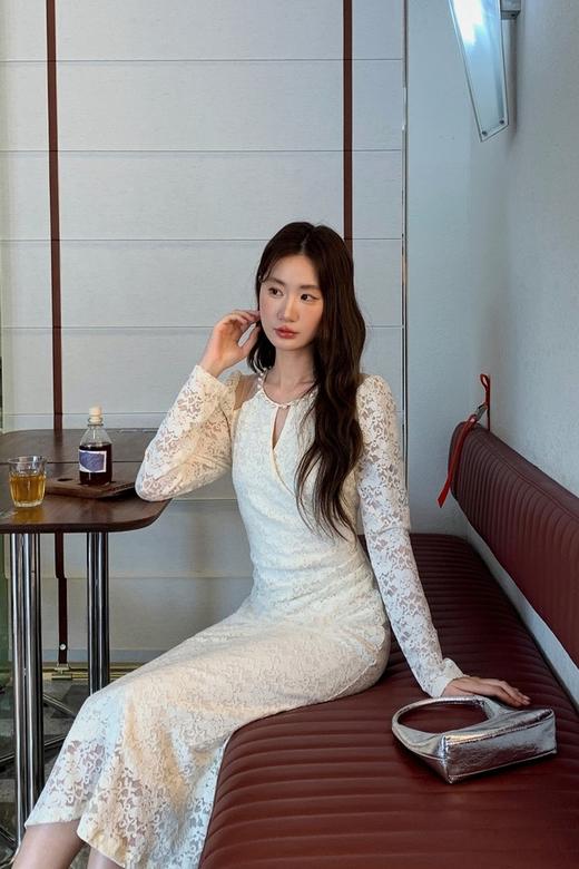 SIA SAYLOR 高端轻奢优雅珍珠领镂空蕾丝连衣裙 21493 商品图5