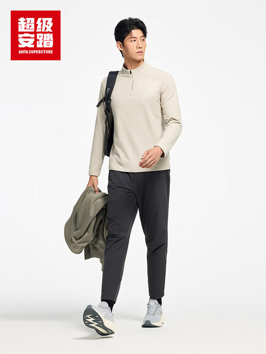 超级安踏甲壳盾抗菌长T男秋冬加绒半拉链卫衣通勤内搭152547408U 商品图3