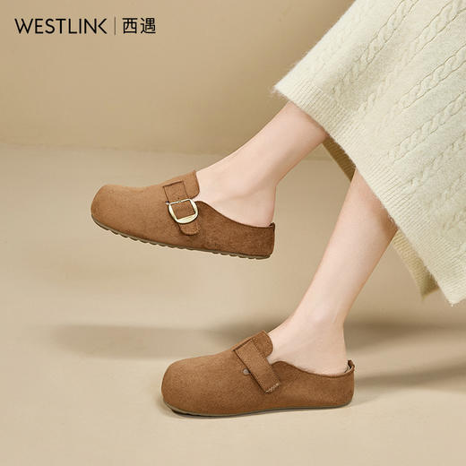 西遇勃肯鞋半拖女新款秋冬百搭圆头一脚蹬包头拖鞋博肯厚底鞋V0057239/V0057240 商品图3