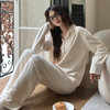 森岛 秋冬纯色女士家居服纽扣翻领长袖上衣长裤套装宽松外穿睡衣 商品缩略图1
