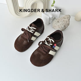 经典鲨2025冬季专柜新品潮流拼色平底加绒系带休闲德训鞋女KW313-558161