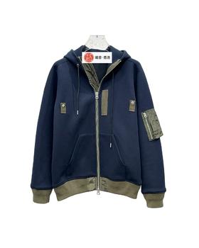 男款拼接连帽卫衣外套la