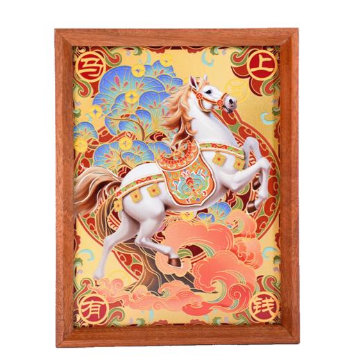 朱炳仁铜  马上有钱桌屏8寸 商品图5