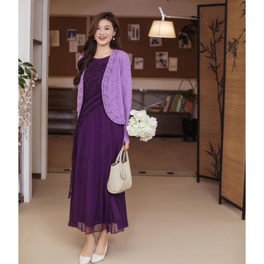 【林栖设计小店】【林栖推荐】（现货）早春度假系列手工钩花立体绣花法式紫色针织开衫短款毛衣外套N1954270 商品图8