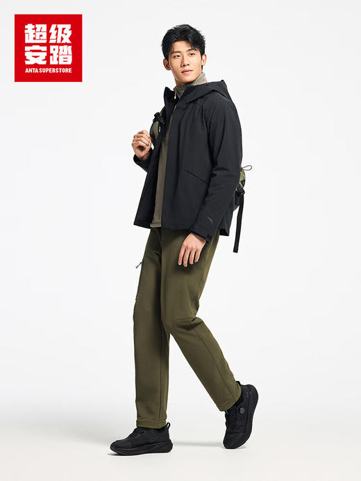 超级安踏防水连帽夹克男秋冬保暖磨毛运动外套通勤上衣152547606U 商品图0