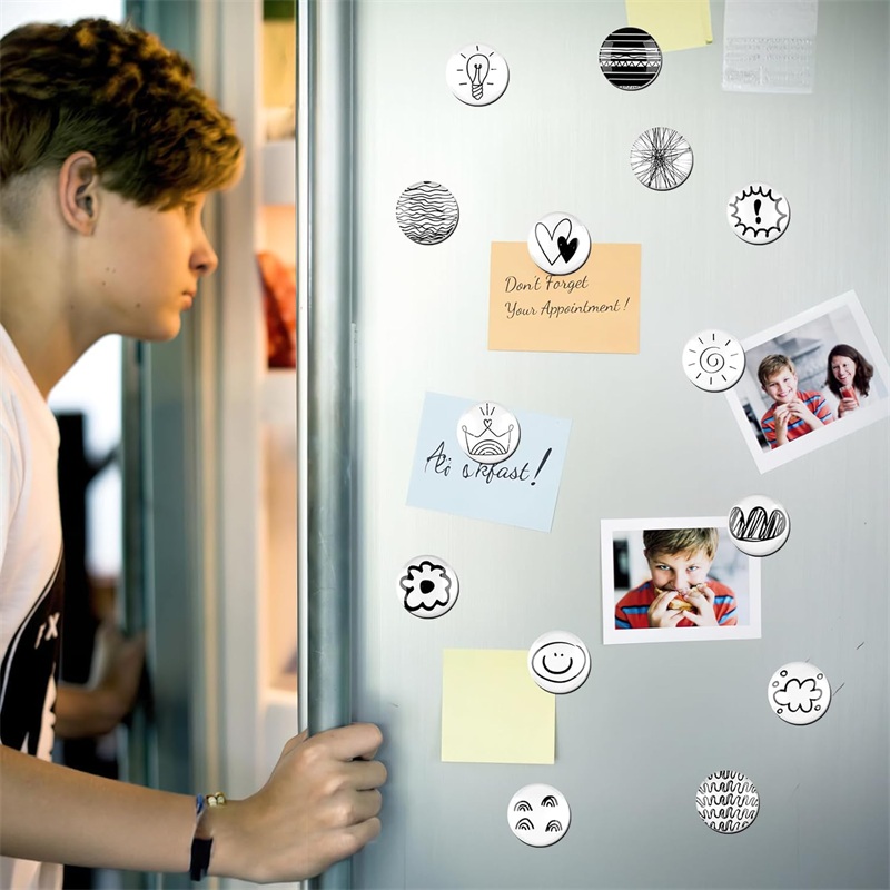 【30个/包】磁吸冰箱贴 艺术线条涂鸦白板磁性贴片 照片固定黑板强力磁贴  3cm