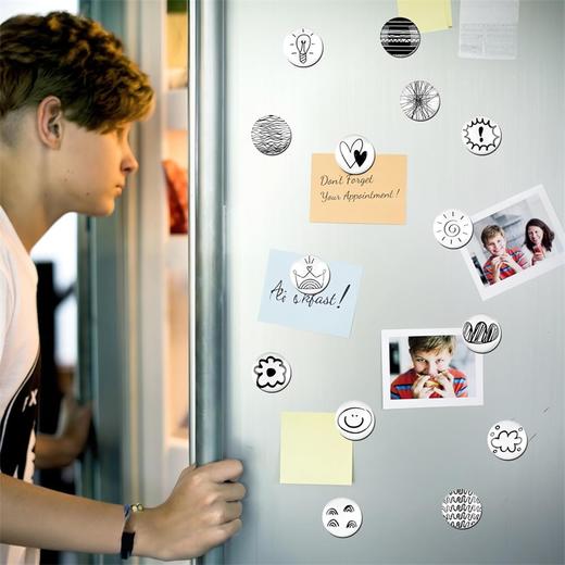 【30个/包】磁吸冰箱贴 艺术线条涂鸦白板磁性贴片 照片固定黑板强力磁贴  3cm 商品图0